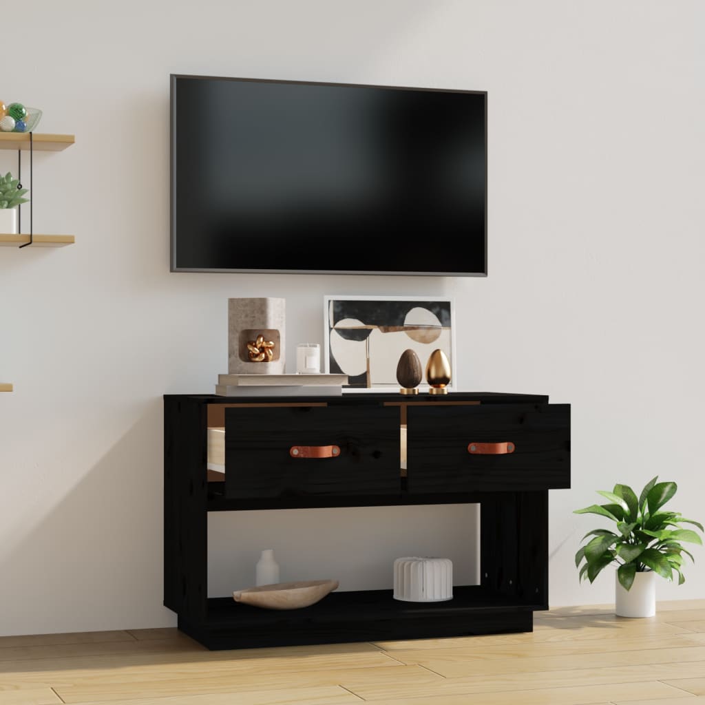TV-Møbel Svart TV-benk 90x40x60 cm heltre furu