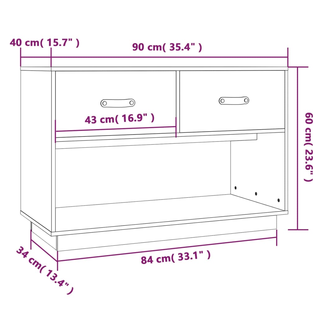TV-Møbel Svart TV-benk 90x40x60 cm heltre furu