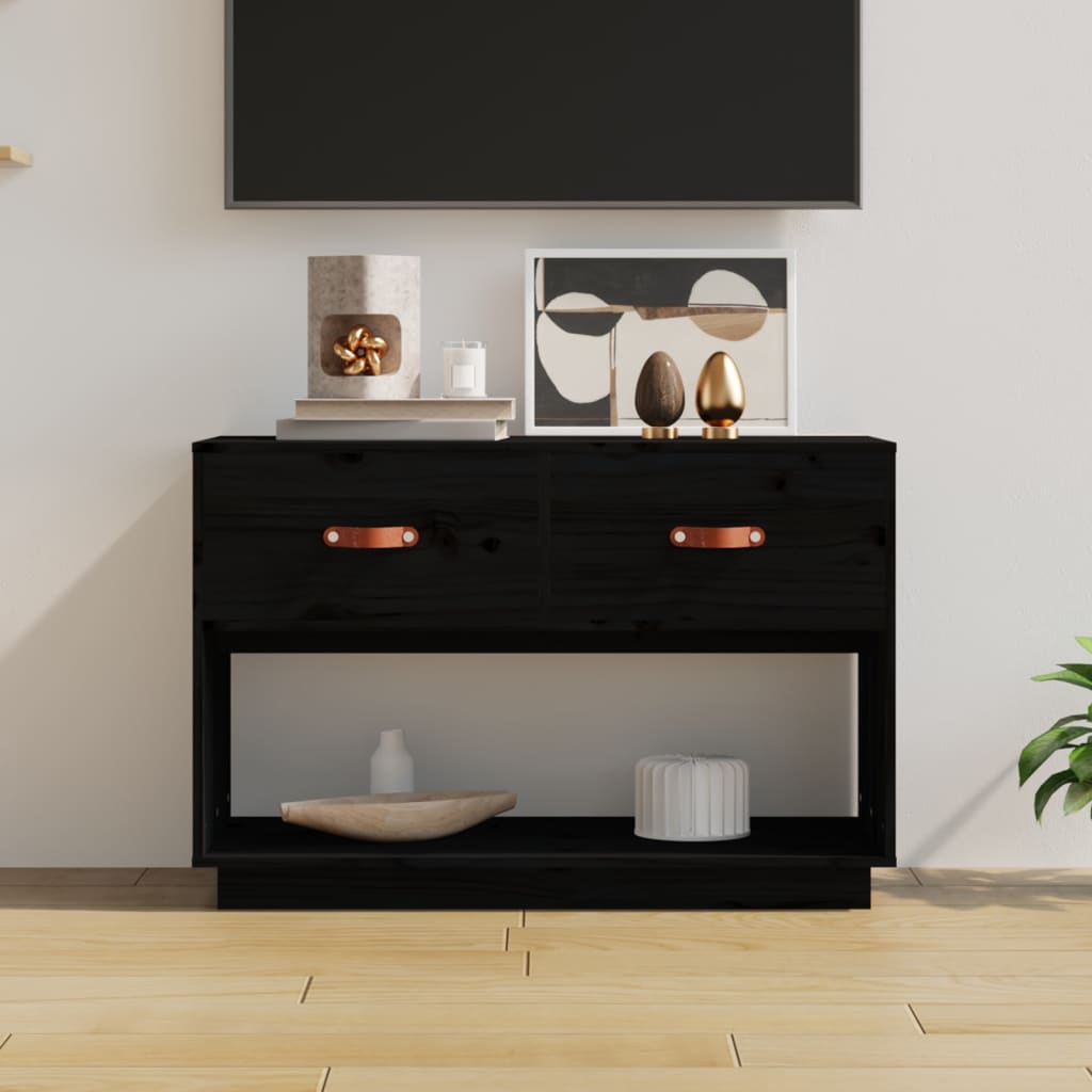 TV-Møbel Svart TV-benk 90x40x60 cm heltre furu