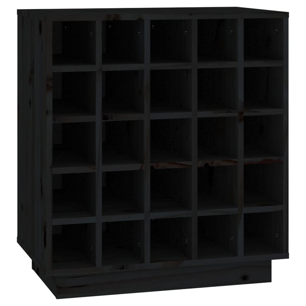 Vinstativ Vinhylle Svart 55,5x34x61 cm heltre furu