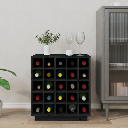 Vinstativ Vinhylle Svart 55,5x34x61 cm heltre furu