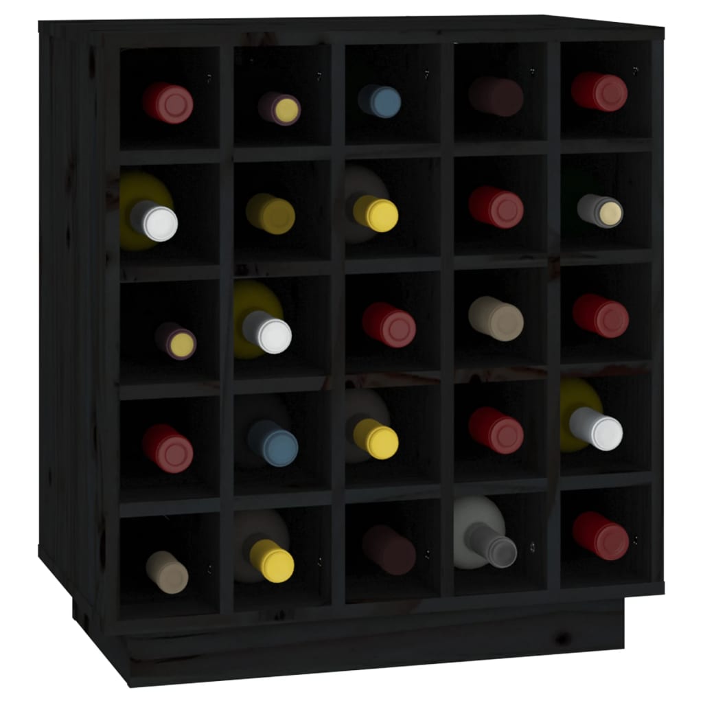 Vinstativ Vinhylle Svart 55,5x34x61 cm heltre furu