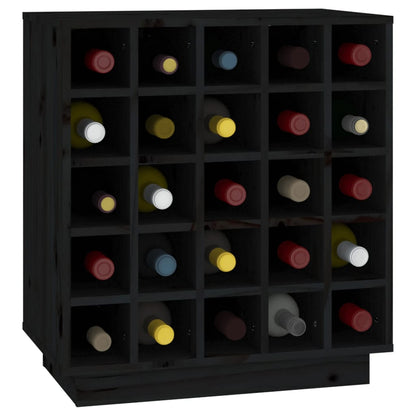 Vinstativ Vinhylle Svart 55,5x34x61 cm heltre furu