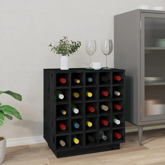 Vinstativ Vinhylle Svart 55,5x34x61 cm heltre furu