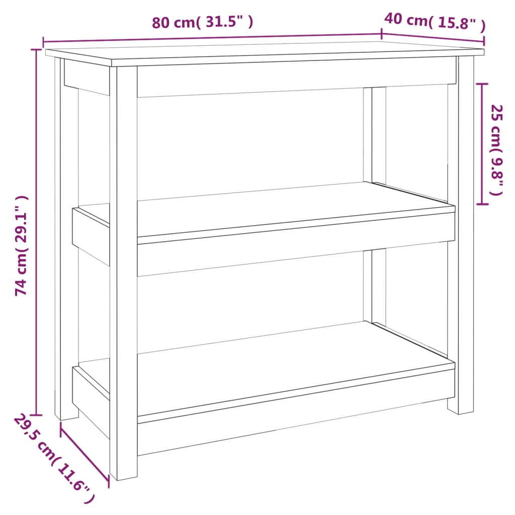 Avlastningsbord Konsollbord Hvit 80x40x74 cm heltre furu