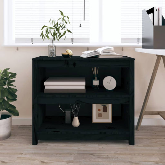 Bokhylle Svart 80x35x68 cm heltre furu