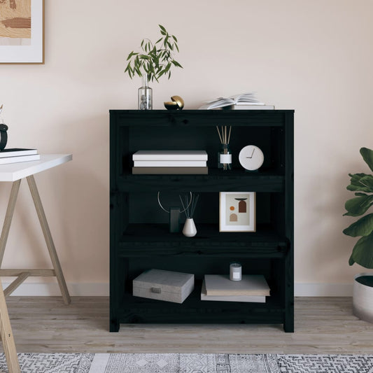Bokhylle Svart 80x35x97 cm heltre furu