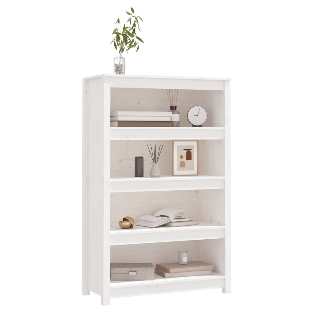 Bokhylle Hvit 80x35x126 cm heltre furu