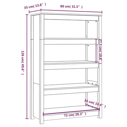 Bokhylle Hvit 80x35x126 cm heltre furu