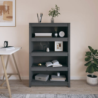 Bokhylle Grå 80x35x126 cm heltre furu