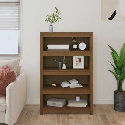 Bokhylle Honningbrun 80x35x126 cm heltre furu