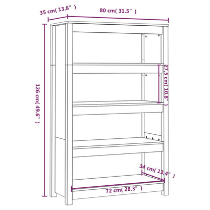 Bokhylle Honningbrun 80x35x126 cm heltre furu