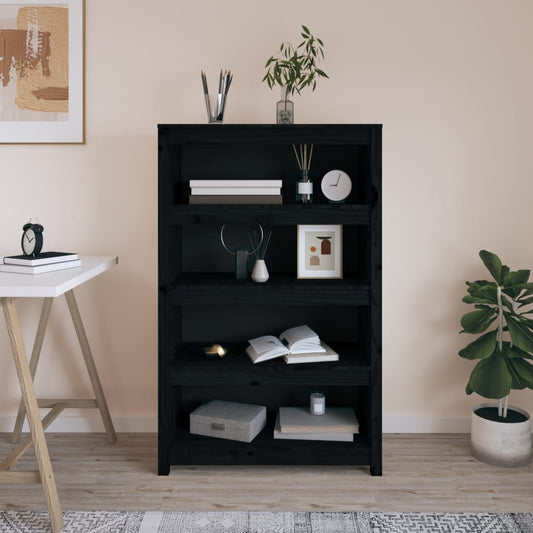 Bokhylle Svart 80x35x126 cm heltre furu