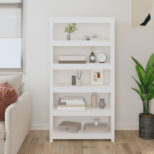 Bokhylle Hvit 80x35x154 cm heltre furu