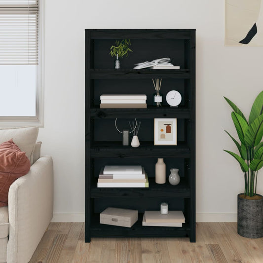 Bokhylle Svart 80x35x154 cm heltre furu