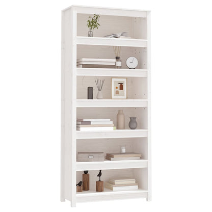 Bokhylle Hvit 80x35x183 cm heltre furu