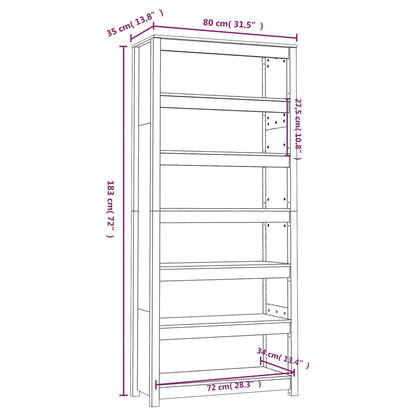 Bokhylle Hvit 80x35x183 cm heltre furu