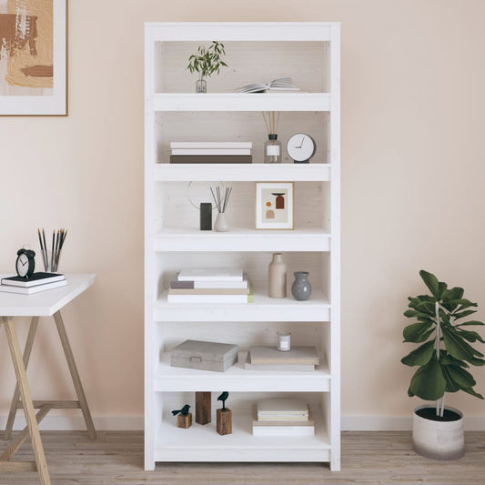 Bokhylle Hvit 80x35x183 cm heltre furu