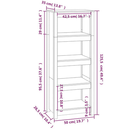 Bokhylle Svart 50x35x125,5 cm heltre furu