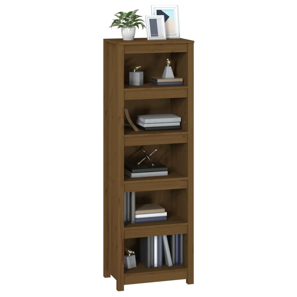 Bokhylle Honningbrun 50x35x154 cm heltre furu