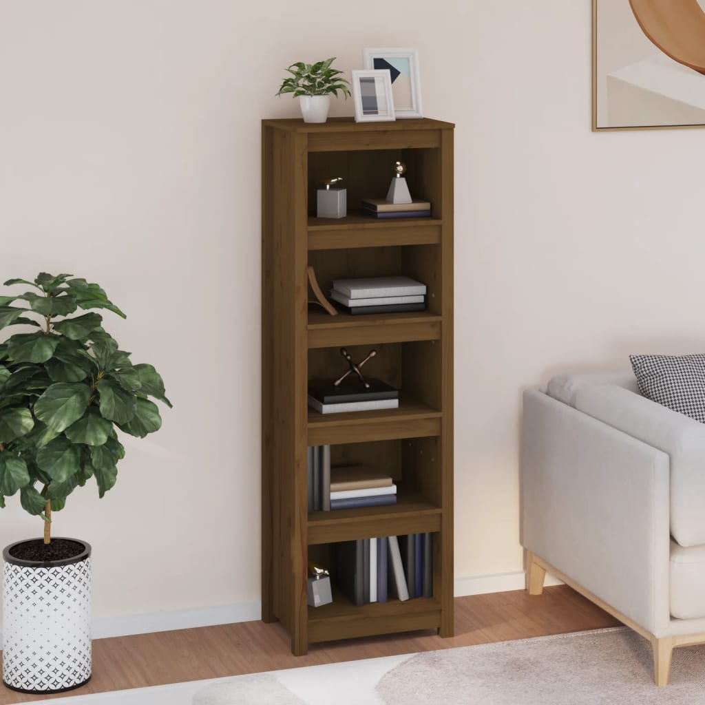 Bokhylle Honningbrun 50x35x154 cm heltre furu