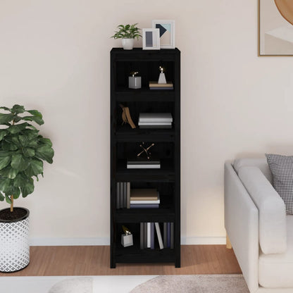 Bokhylle Svart 50x35x154 cm heltre furu