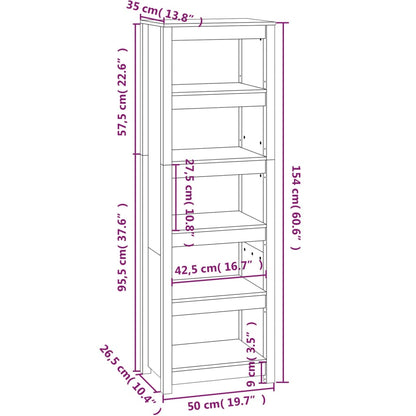 Bokhylle Svart 50x35x154 cm heltre furu