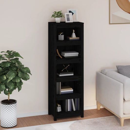 Bokhylle Svart 50x35x154 cm heltre furu