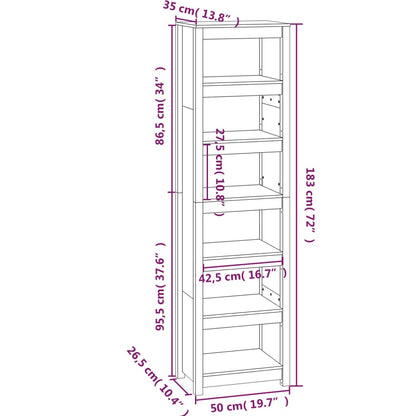 Bokhylle Tre 50x35x183 cm heltre furu