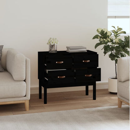 Kommode Svart 90x40x78 cm heltre furu