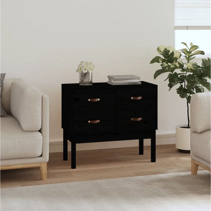 Kommode Svart 90x40x78 cm heltre furu