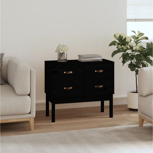 Kommode Svart 90x40x78 cm heltre furu