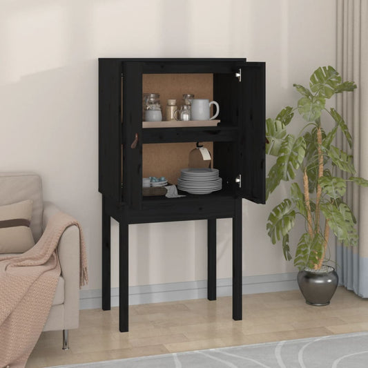 Vitrineskap Svart 60x40x120 cm heltre furu