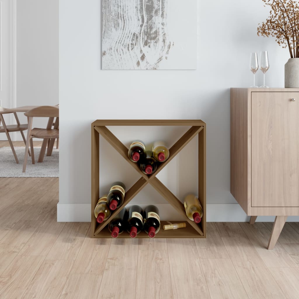 Vinstativ Vinhylle Honningbrun 62x25x62 cm heltre furu