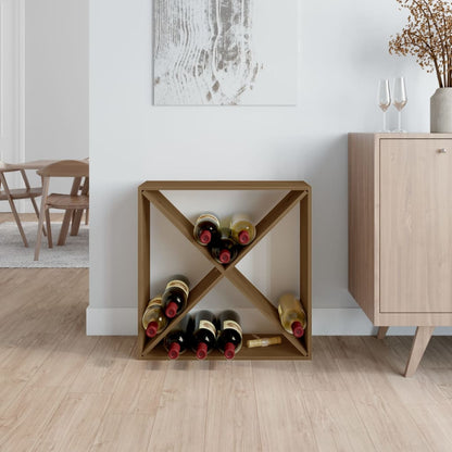 Vinstativ Vinhylle Honningbrun 62x25x62 cm heltre furu