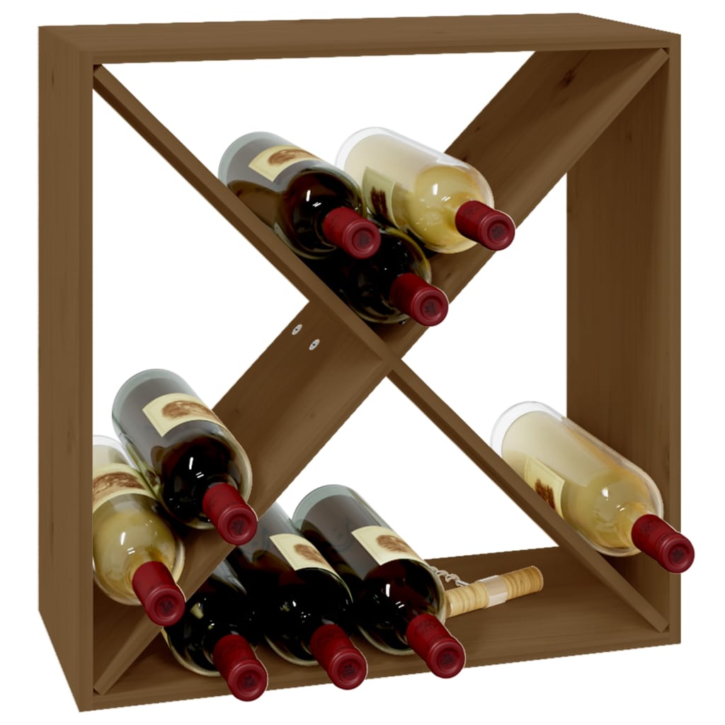 Vinstativ Vinhylle Honningbrun 62x25x62 cm heltre furu