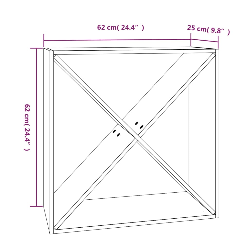Vinstativ Vinhylle Honningbrun 62x25x62 cm heltre furu
