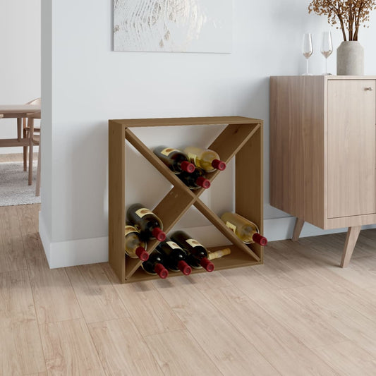 Vinstativ Vinhylle Honningbrun 62x25x62 cm heltre furu