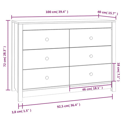 Kommode Hvit 100x40x72 cm heltre furu