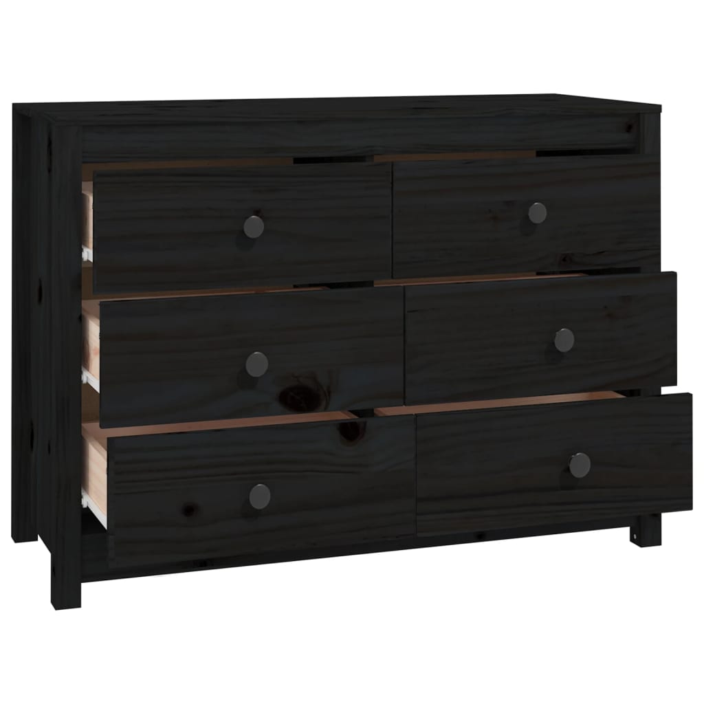 Skap Svart 100x40x72 cm heltre furu