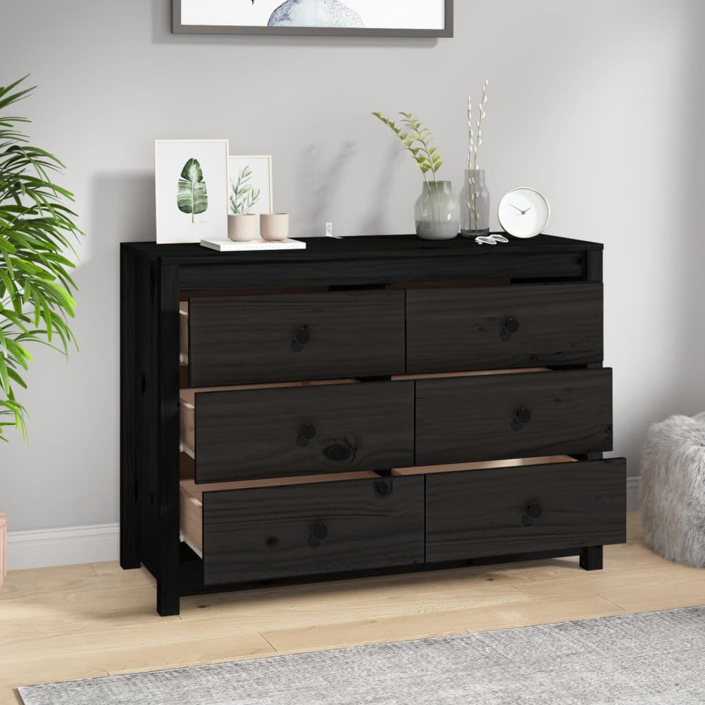 Skap Svart 100x40x72 cm heltre furu