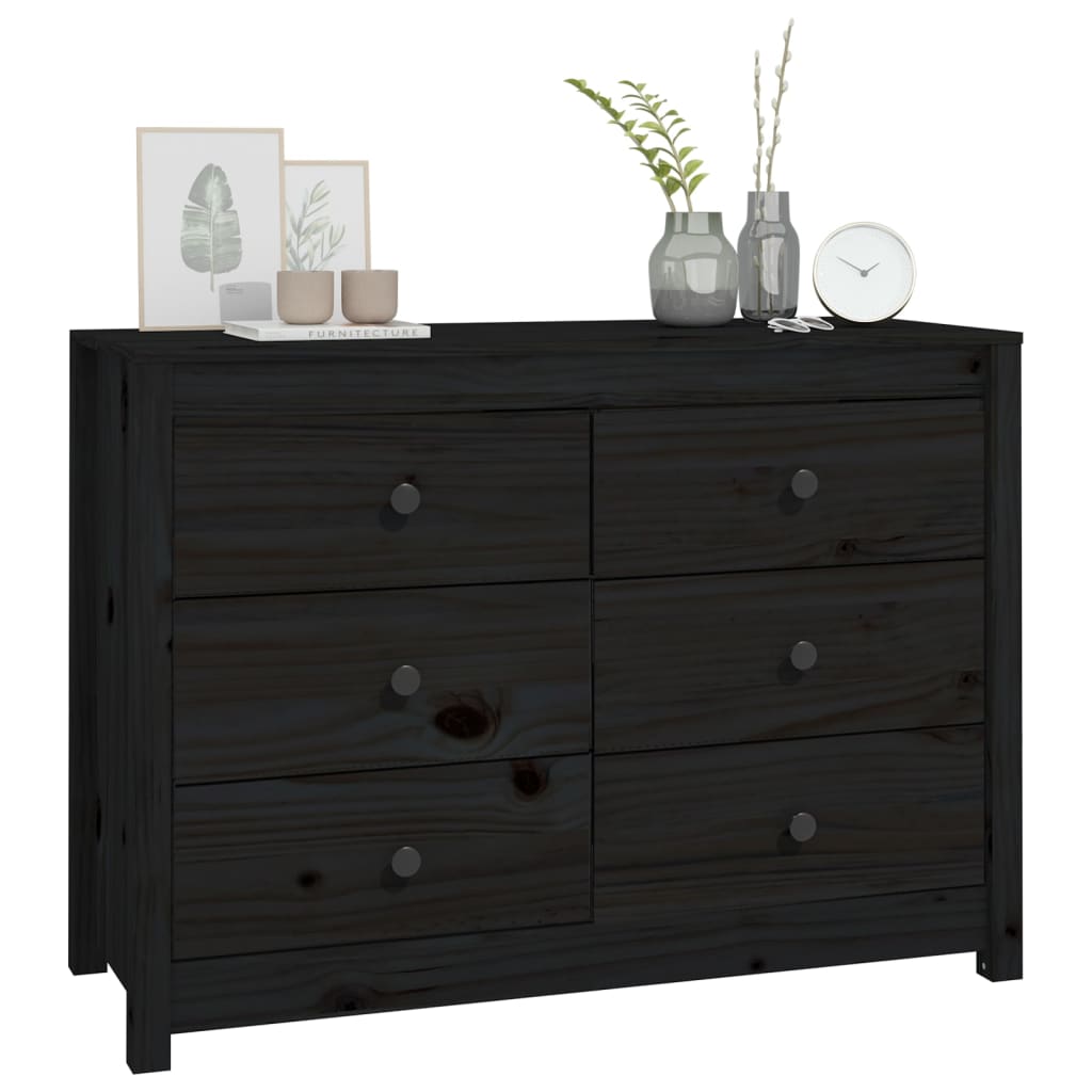Skap Svart 100x40x72 cm heltre furu