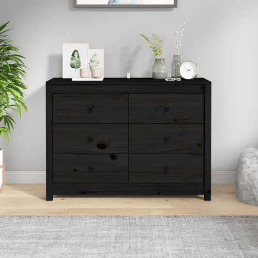 Skap Svart 100x40x72 cm heltre furu