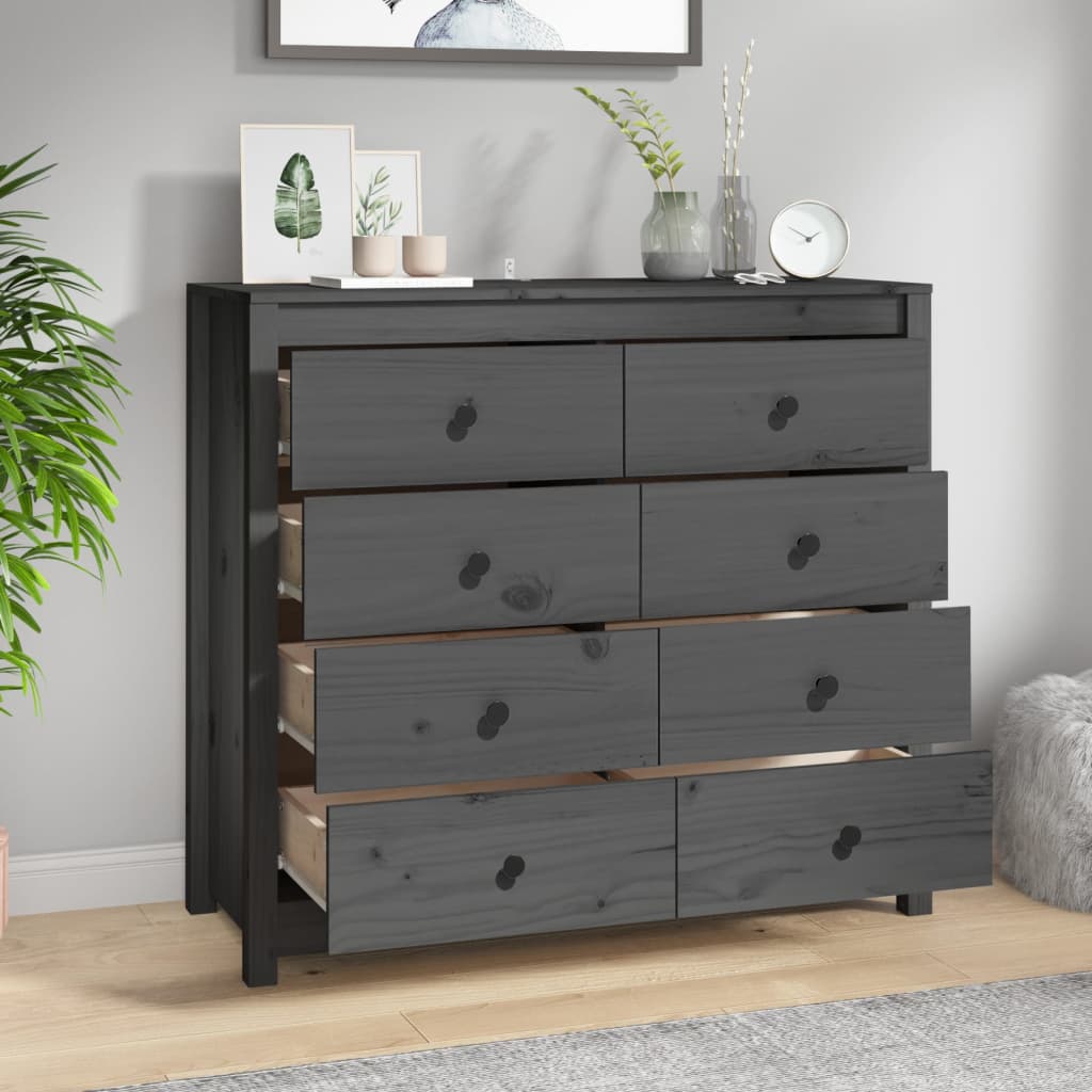 Kommode Grå 100x40x90 cm heltre furu