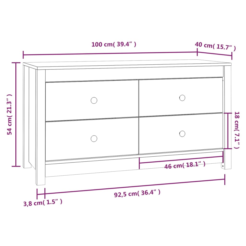 Kommode Tre heltre furu 100x40x54 cm