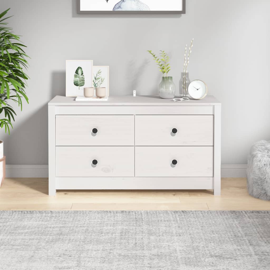 Kommode Hvit 100x40x54 cm heltre furu