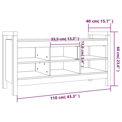 Skoskap Skohylle Skobenk Hvit Gangbenk 110x40x60 cm heltre furu