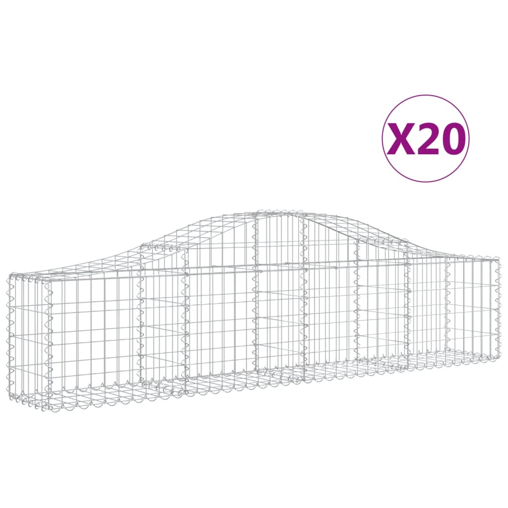 Gabionkurver buede 20 stk 200x30x40/60 cm galvanisert jern