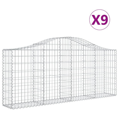 Gabionkurver buede 9 stk 200x30x80/100 cm galvanisert jern