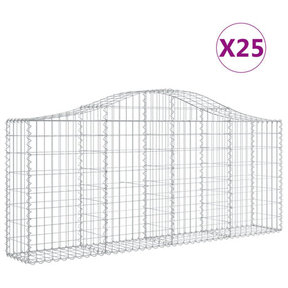 Gabionkurver buede 25 stk 200x30x80/100 cm galvanisert jern